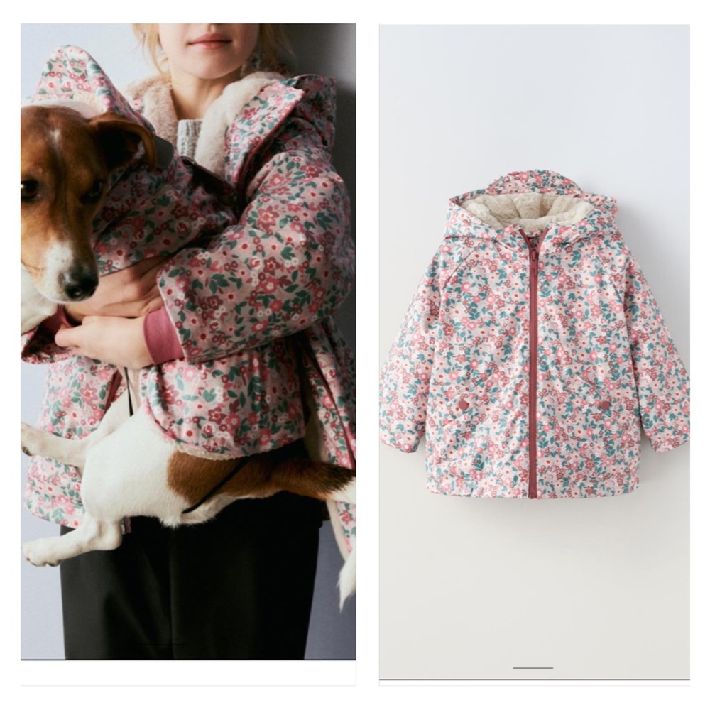 NWT Zara rubberized floral rain coat 9-12M